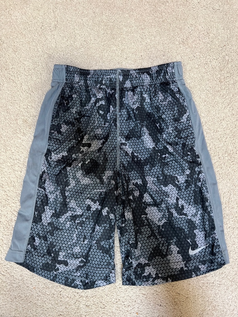 Nike Boys Black and Gray Camo Athletic Shorts